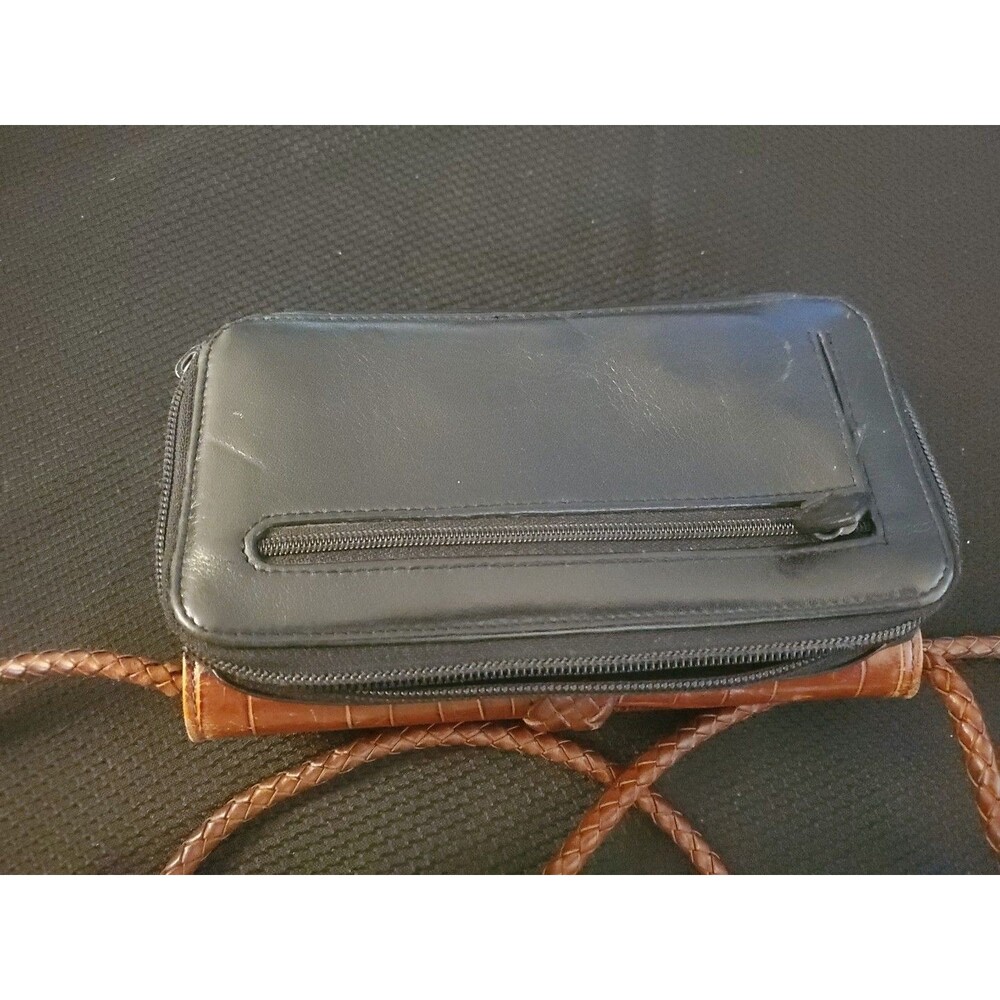 Brighton Croc Embossed Wallet Purse with Detachable Strap Black Brown - Picture 15 of 16